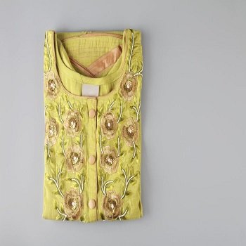 Designer cotton kurtis yellow round neck kurti.jpg